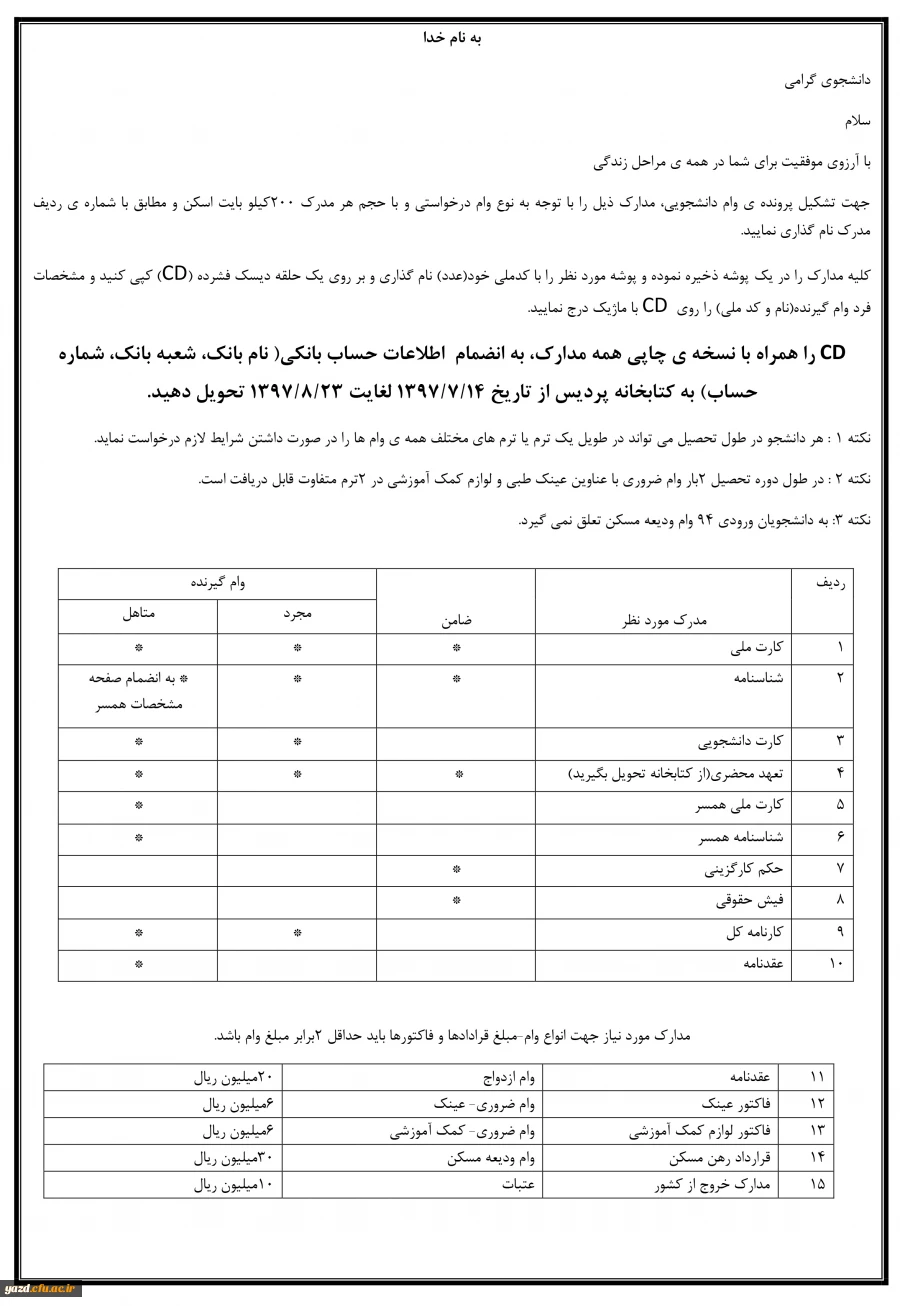 آغاز ثبت نام وام دانشجویی
 2