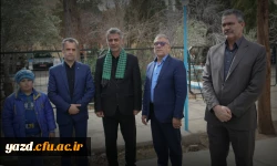 حضور مشاور ریاست دانشگاه و مدیر کل امور شاهد و ایثارگران دانشگاه فرهنگیان در مراسم تشییع و تدفین شهید گمنام در دانشگاه فرهنگیان یزد 2