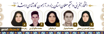 افتخارآفرینی دانشجومعلمان دانشگاه فرهنگیان استان یزد در کسب رتبه های برتر کنکور کارشناسی ارشد سال 1401
