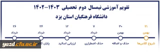 تقویم آموزشی نیمسال دوم تحصیلی 1403-1402 دانشگاه فرهنگیان استان یزد